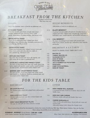 Menu photo 1 Ellie's Table San Juan Capistrano, CA Menu photo 1 Ellie's Table San Juan Capistrano, CA