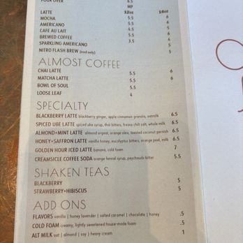 Otherside Cafe - On the back of the menu are all the coffee choices! - Cafes Near Me - Fresno, California Otherside Cafe - On the back of the menu are all the coffee choices! - Cafes Near Me - Fresno, California