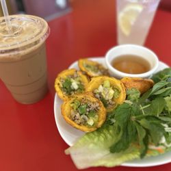 Pho Golden - Bánh khọt and the nước mắm were delicious!! Perfect combo of crunch and savory!