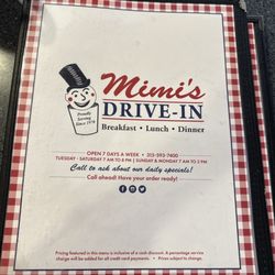 Mimi's Drive-In - Front of menu
