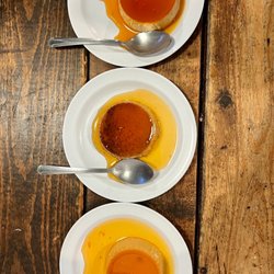 Flan Factory - Flan. HEAVENLY FLAN. The top is the original (the best, imo), the center was pumpkin pie, the bottom dulce de leche. TRULY EXCELLENT.