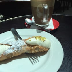 Pasticceria Cavallaro - Large skim Cap decaf and a ricotta cannoli. I'm a happy camper!