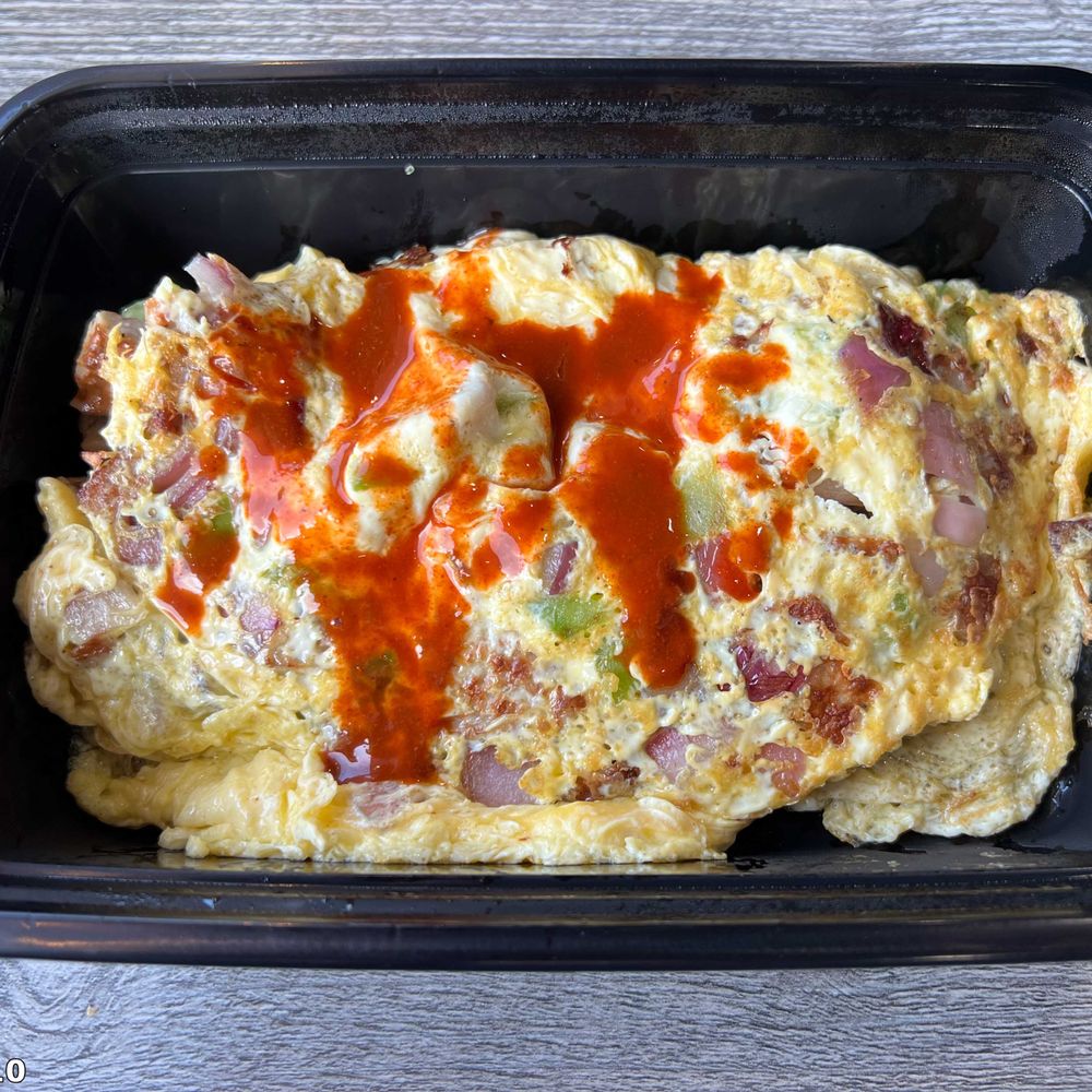 TMJ Cafe & Dough - I - Meat Lovers Omellete (with added Tapatio sauce) - Donuts Near Me - Gardena, California TMJ Cafe & Dough - I - Meat Lovers Omellete (with added Tapatio sauce) - Donuts Near Me - Gardena, California