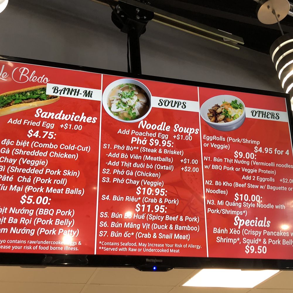 Le Bledo Eatery - Menu - Vietnamese Near Me - Springfield, Virginia Le Bledo Eatery - Menu - Vietnamese Near Me - Springfield, Virginia