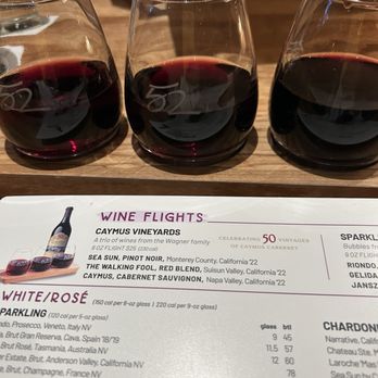 Seasons 52 - Enjoyed the Caymus flight. The cab went well with everything. - New American Near Me - Jacksonville, Florida Seasons 52 - Enjoyed the Caymus flight. The cab went well with everything. - New American Near Me - Jacksonville, Florida