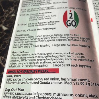 Angello's 2 Go - Take out menu. - Pizza Near Me - Canton, Ohio Angello's 2 Go - Take out menu. - Pizza Near Me - Canton, Ohio