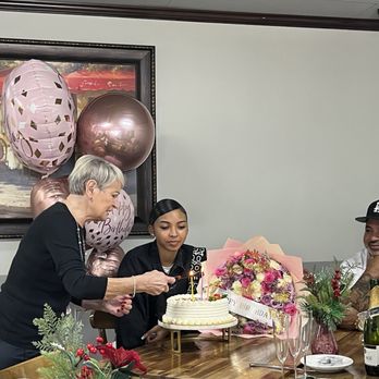 Normandie Bakery - Chef Josette cutting the beautiful Strawberry & Cream cake she made! - Bakeries Near Me - Los Angeles, California Normandie Bakery - Chef Josette cutting the beautiful Strawberry & Cream cake she made! - Bakeries Near Me - Los Angeles, California