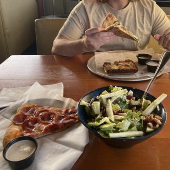 Best Pizza & Brew Oceanside - Pepperoni slice and house salad. - Pizza Near Me - Oceanside, California