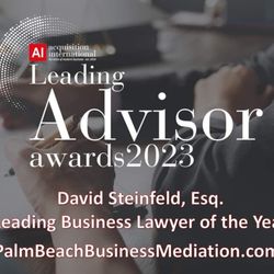 Palm Beach Business Mediation - Business and real estate mediator David Steinfeld named Leading Business Lawyer of the Year 2023 https://www.PalmBeachBusinessMediation.com