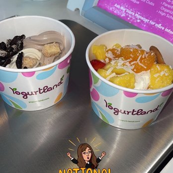 Yogurtland - Toasted coconut and fresh fruits pineapple, strawberry, and orange Cookie cream, oreo crumbs, and cheesecake crumbs - Ice Cream & Frozen Yogurt Near Me - San Jose, California Yogurtland - Toasted coconut and fresh fruits pineapple, strawberry, and orange Cookie cream, oreo crumbs, and cheesecake crumbs - Ice Cream & Frozen Yogurt Near Me - San Jose, California