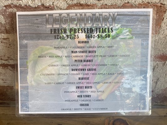 Menu photo 1 Legendary Juice + Coffee Bar Red Bluff, CA