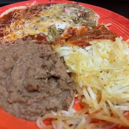 Huevos Rancheros Christmas w/beans and hash browns! Huevos Rancheros Christmas w/beans and hash browns!