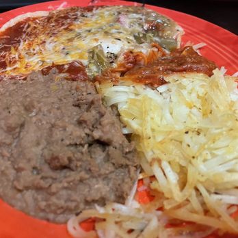 Thunder Road Steakhouse & Cantina - Huevos Rancheros Christmas w/beans and hash browns! - American Near Me - Albuquerque, New Mexico Thunder Road Steakhouse & Cantina - Huevos Rancheros Christmas w/beans and hash browns! - American Near Me - Albuquerque, New Mexico