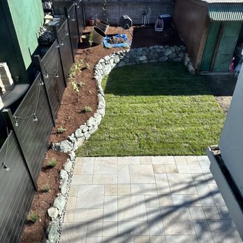 Intuitive Landscape & Construction - First phase (half) of back yard complete - Landscaping Near Me