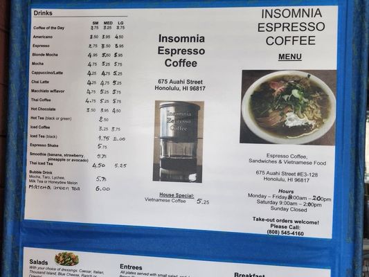 Menu photo 4 Insomnia Honolulu, HI