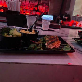 Fin & Feathers - Honey Bourbon Salmon - Bars Near Me - Atlanta, Georgia