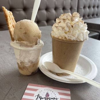 Moonscoops Ice Creamery - Apple Pie layered with Oatmeal Vanilla soft serve, as a  Double Trouble. Affogato topped with whip cream and cinnamon. - Ice Cream & Frozen Yogurt Near Me - Marina, California