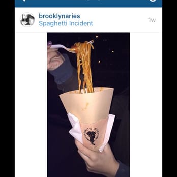 Spaghetti Incident - This place is really tucked away.  The pasta was great and  I really enjoyed eating it from the cone. - Italian Near Me - New York, New York