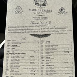 Tea menu.
