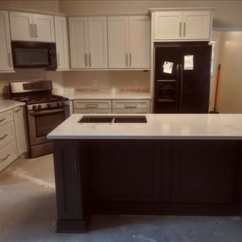 Global Granite GA - Cabinets added (countertop by another company). I love the darker gray island with the cabinets closing the ends. With the molding. - Building Supplies Near Me - Kennesaw, Georgia Global Granite GA - Cabinets added (countertop by another company). I love the darker gray island with the cabinets closing the ends. With the molding. - Building Supplies Near Me - Kennesaw, Georgia