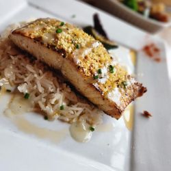 Basil & Mint Restaurant and Bar - Panko Salmon on Lemon herb rice! So delicious