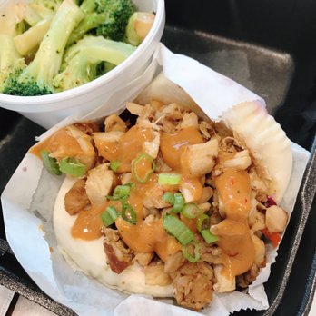 Happy Bowl - Thai chicken bao bun and broccoli - Asian Fusion Near Me - Greensboro, North Carolina Happy Bowl - Thai chicken bao bun and broccoli - Asian Fusion Near Me - Greensboro, North Carolina