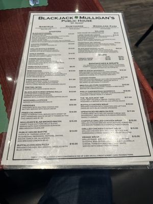 Menu photo 1 Blackjack Mulligans Woodland Park, NJ