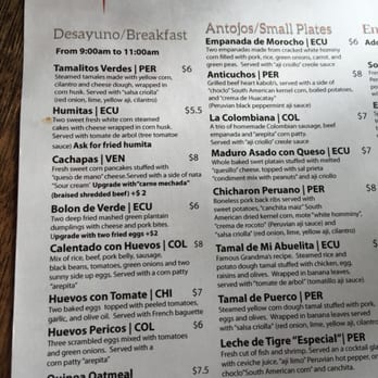 Andes Cafe - Sunday breakfast menu - Latin American Near Me - Houston, Texas Andes Cafe - Sunday breakfast menu - Latin American Near Me - Houston, Texas