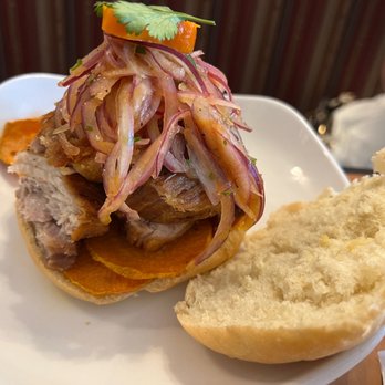 Peruvian Fuego - Pan con Chicharron (pork belly sandwich) - Peruvian Near Me - Palm Springs, California