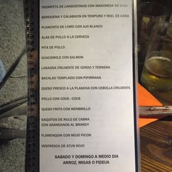 Marcelino - Carta de tapas, a elegir con cada caña o vino