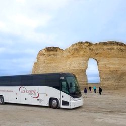 Ace Express Coaches - One of our buses on a Tour at the Monument Rocks Chalk Pyramids, Kansas