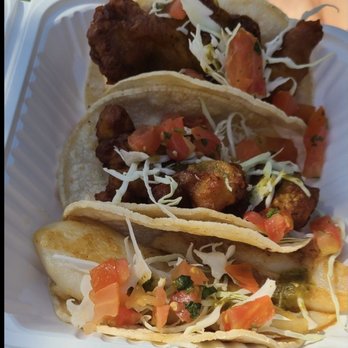 Ensenada Fish Tacos - grilled fish taco, fried shrimp taco, and fried fish taco - Food Stands Near Me - Brentwood, California Ensenada Fish Tacos - grilled fish taco, fried shrimp taco, and fried fish taco - Food Stands Near Me - Brentwood, California