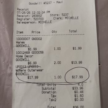 Goodwill Hawaii - Price of donated sweatshirt . - Thrift Stores Near Me - Kahului, Hawaii Goodwill Hawaii - Price of donated sweatshirt . - Thrift Stores Near Me - Kahului, Hawaii