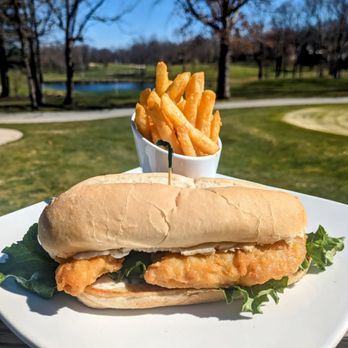 Stonehenge Grille - Beer battered cod sandwich on a hoagie roll with lettuce tomatoes onion pickle and tartar sauce , choice of side - Sandwiches Near Me - Crossville, Tennessee