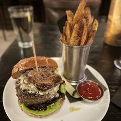 Village Whiskey - Whiskey King burger with duck fat fries