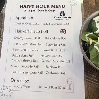 Kuma Sushi - Happy Hour 3-5pm - Sushi Bars Near Me - Bakersfield, California