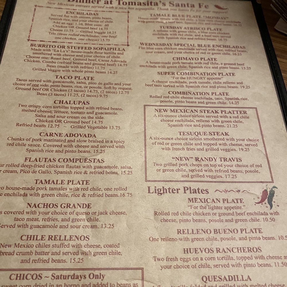 Tomasita's - Menu - New Mexican Cuisine Near Me - Santa Fe, New Mexico Tomasita's - Menu - New Mexican Cuisine Near Me - Santa Fe, New Mexico