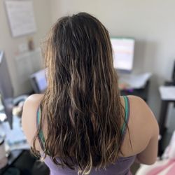 Ink Salon - Before: My hair was not it. Long and annoying the balayage was just washed out quickly my ends needed help. Hair impossible to style.