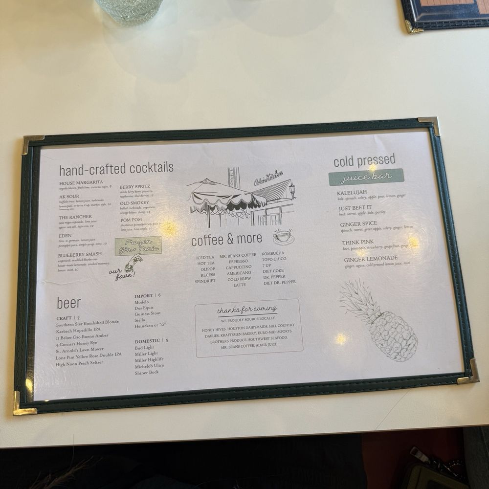 Adair Kitchen - Cocktail menu - Breakfast & Brunch Near Me - Houston, Texas