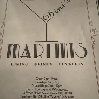 Dini's Martinis And Desserts - Menu - Desserts Near Me - Swansboro, North Carolina Dini's Martinis And Desserts - Menu - Desserts Near Me - Swansboro, North Carolina