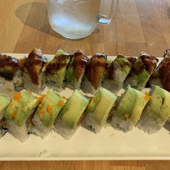Sushi House - Dragon roll and San Bruno roll (the one with avocados on top). - Japanese Near Me - San Bruno, California Sushi House - Dragon roll and San Bruno roll (the one with avocados on top). - Japanese Near Me - San Bruno, California