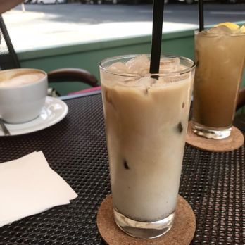 Double B Coffee & Tea - from left: cappuccino, tall flat white, and pear lemonade - Cafes Near Me - Prague, Puerto Rico