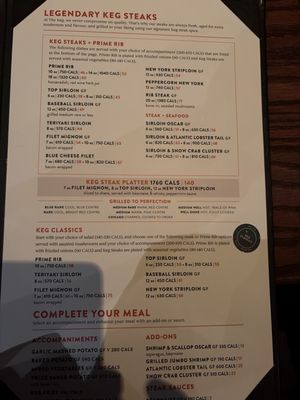 Menu photo 1 The Keg Steakhouse + Bar - Aurora Aurora, ON Menu photo 1 The Keg Steakhouse + Bar - Aurora Aurora, ON