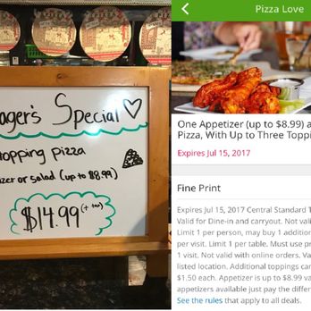 Pizza Love - DON'T BUY THE GROUPON (it's $15) YET! - the manager's Special they have is even better, you can choose a salad or app - Pizza Near Me - Houston, Texas Pizza Love - DON'T BUY THE GROUPON (it's $15) YET! - the manager's Special they have is even better, you can choose a salad or app - Pizza Near Me - Houston, Texas