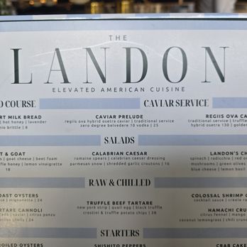 The Landon - 2026-7-2 Bread, Salad, Raw & Chilled Menu - American Near Me - Tampa, Florida