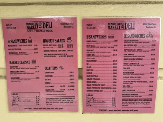 Menu photo 3 Mendocino Market Mendocino, CA