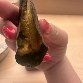 Sushi Horiuchi - Miyagi Murasaki Uni with Nori and Shiso - Sushi Bars Near Me - Houston, Texas