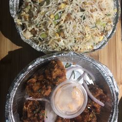 Spice Wok - Garlic chili chicken rice and SHRIMP BALLS (6 Pcs)(both yummy)