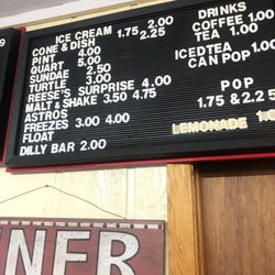 281 Diner - Ice cream menu