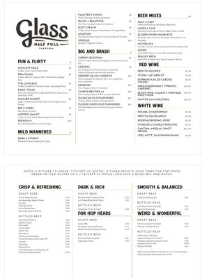 Menu photo 6 Glass Half Full Taproom Richardson, TX